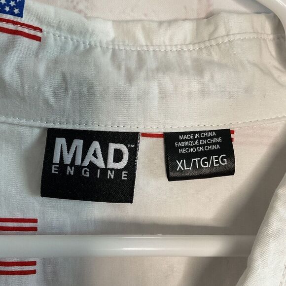 Mad Engine USA Flag All Over Print Short Sleeve Button Down Mens Shirt Size XL - Picture 8 of 9